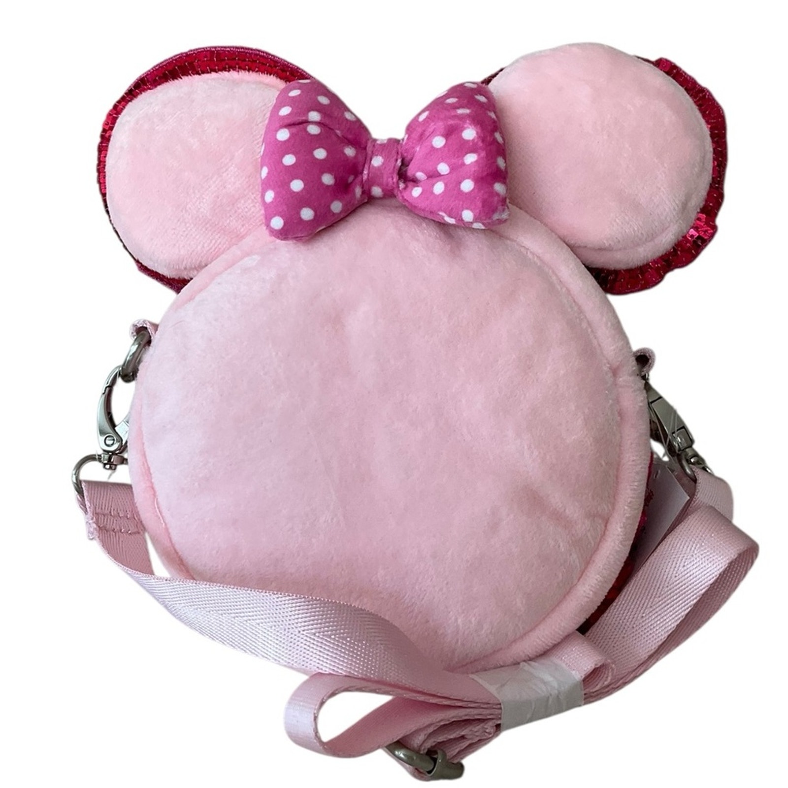 Disney Parks Minnie Mouse Macaron Plush Crossbody Bag Pink Sequin Nwt Rare